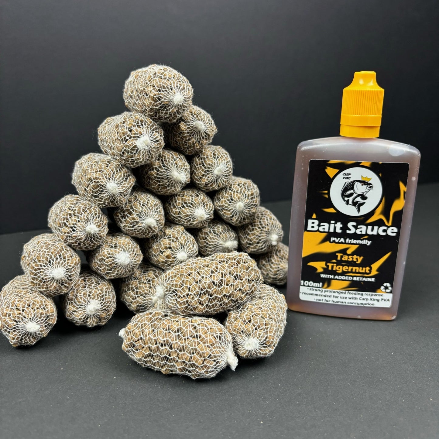 PRE TIED PVA BAGS SESSION PACK + CARP KING BAIT SAUCE( SIX FLAVOURS)